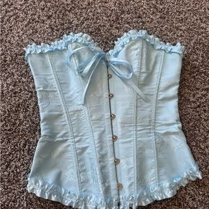 Chic Blue Corset with Ruffle Details
